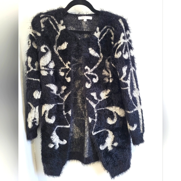 Cleo eyelash black and white Cardigan-XS - Picture 1 of 4
